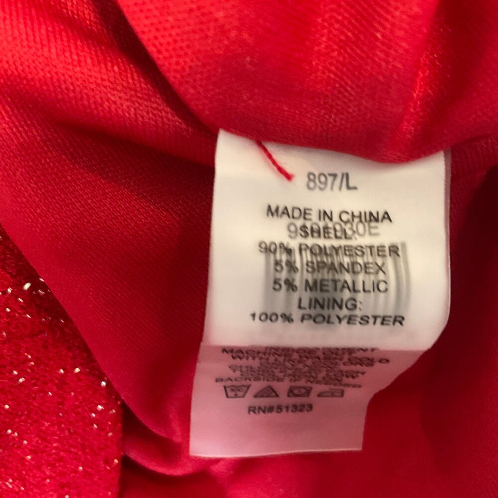 Vince Camuto Red Cocktail Dress Metallic Off the Shoulder Mini Sheath Size Large - Picture 10 of 11